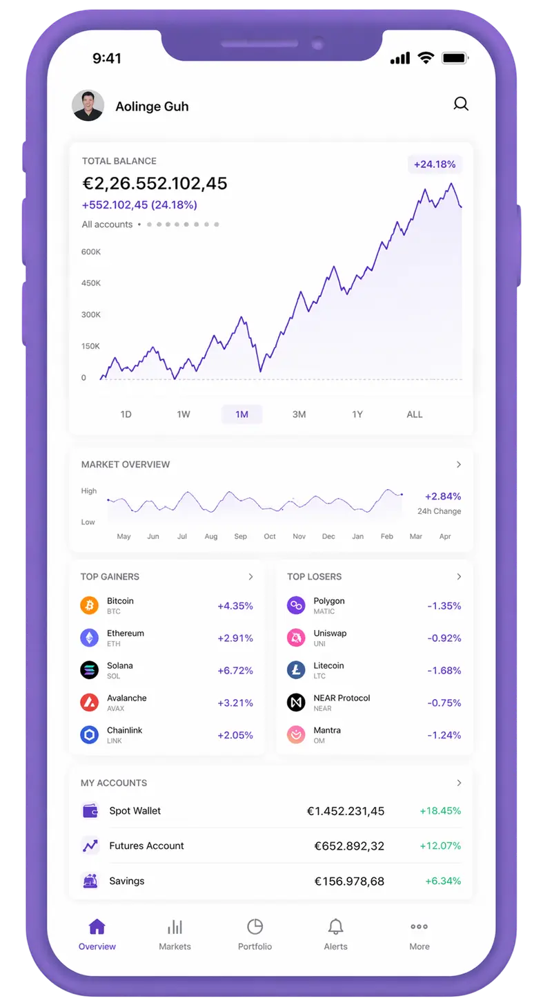 SynThalora mobile app showing portfolio overview